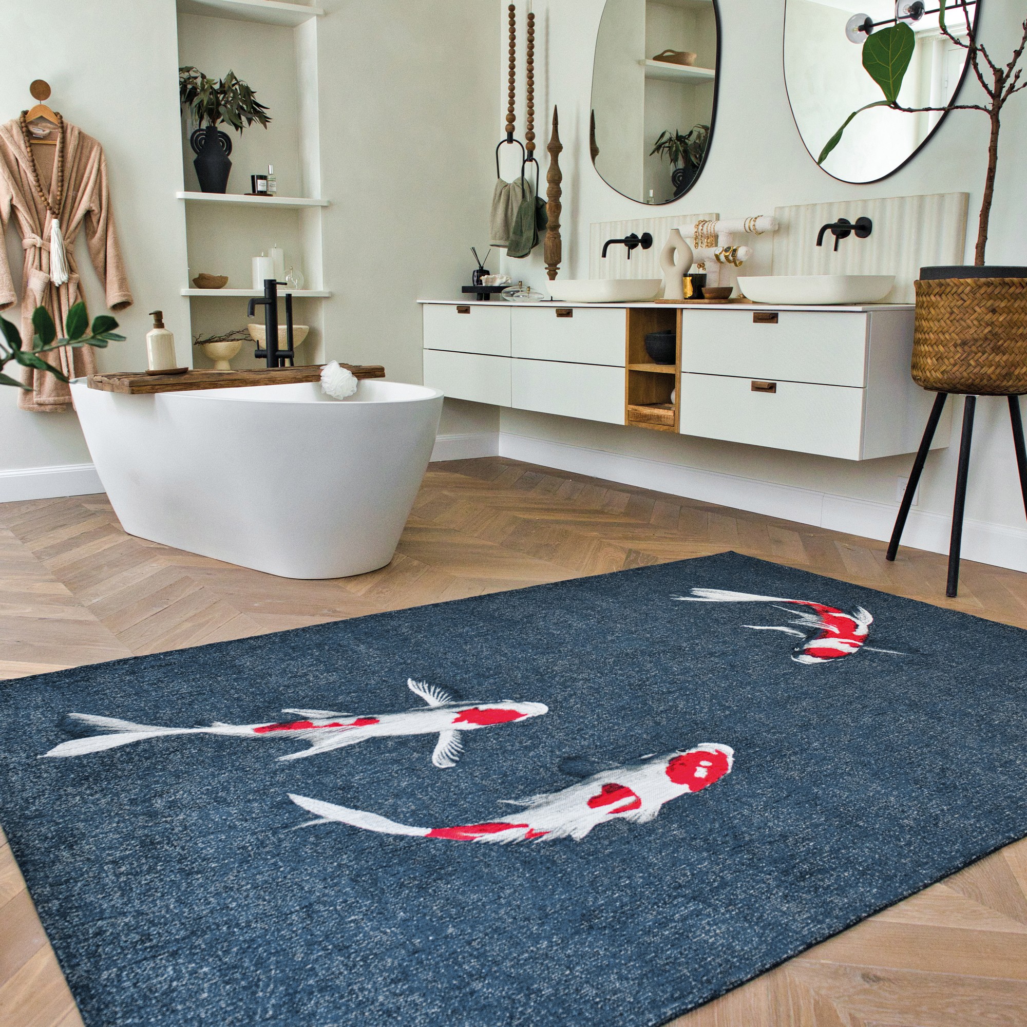 Louis De Poortere Designer Koi Rugs In 9390 Japanese Pond